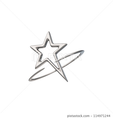 3D glossy chrome star shape in Y2K style, vector silver melting, volume steel galaxy emoji, metal liquid cosmic icon 114971244