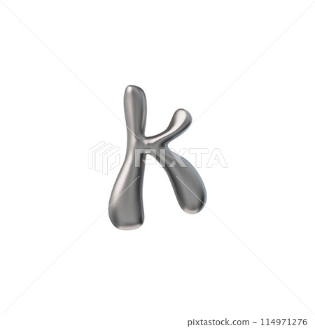 Metallic letter K Y2K style 3D icon vector illustration. 114971276