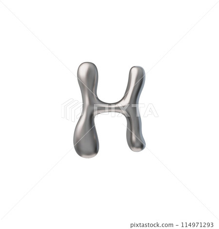 Letter H metallic 3D Y2K vector icon illustration 114971293