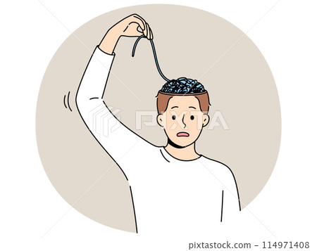 Man with mental problems associated with confusion needs help psychologist to improve mental health 114971408