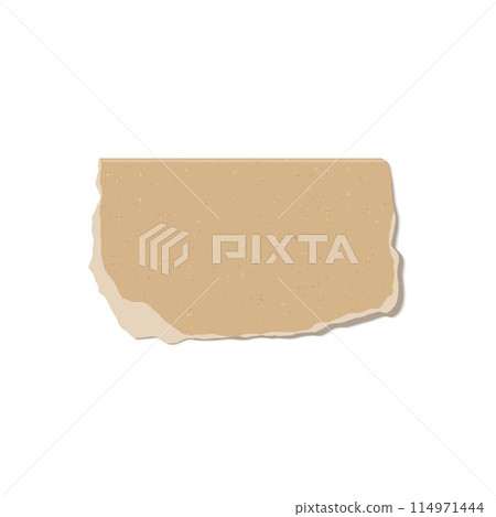 Realistic piece of torn brown paper, vector ripped cardboard fragment, paper with marble chips texture, notice board Realistic piece of torn brown paper, vector ripped cardboard fragment, paper with marble chips texture, notice board 114971444