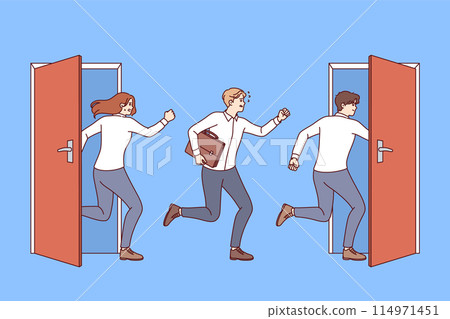 Mass layoffs people have led to emergence of unemployed, running between doors in search vacancies Mass layoffs people have led to emergence of unemployed, running between doors in search vacancies 114971451