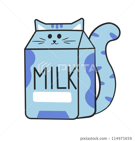 Kawaii cat shaped milk box element for banner or card design 114971659