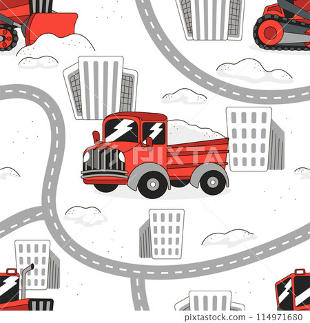 Red truck in the city seamless pattern Red truck in the city seamless pattern 114971680