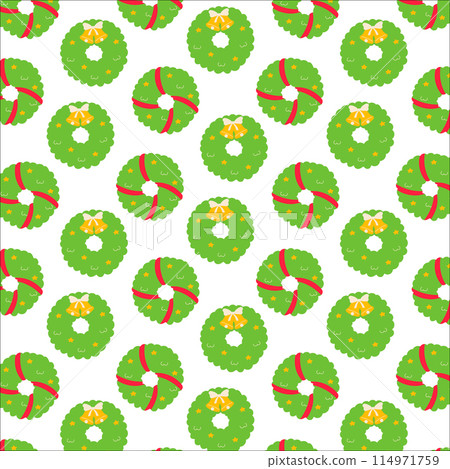 wreath christmas tree bow bells pattern textile 114971759