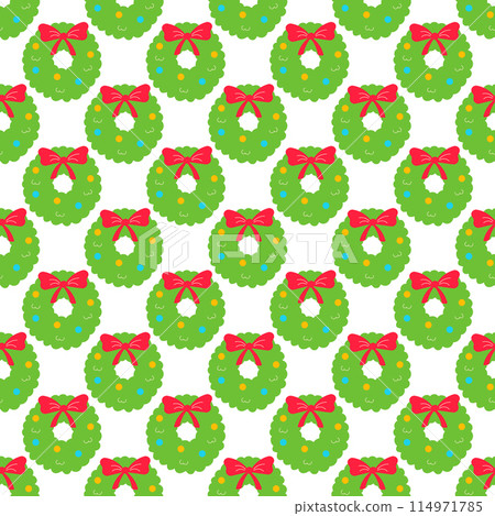 wreath christmas tree bow bells pattern textile 114971785