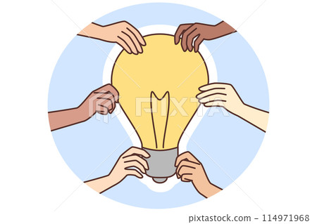 Diverse people hold lightbulb 114971968