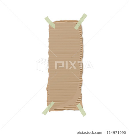 Vector design of torn cardboard on sticky tape. Vertical format. Vector design of torn cardboard on sticky tape. Vertical format. 114971990