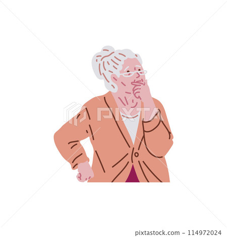 Elderly woman showing signs of confusion vector illustration 114972024