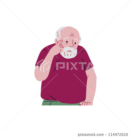 Elderly man with Alzheimer's disease vector illustration 114972028