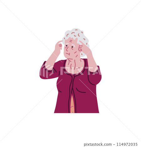 Elderly woman with cognitive difficulties vector illustration 114972035
