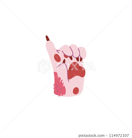 Vector illustration a dog's paw with an index finger gesture up on a white background 114972107