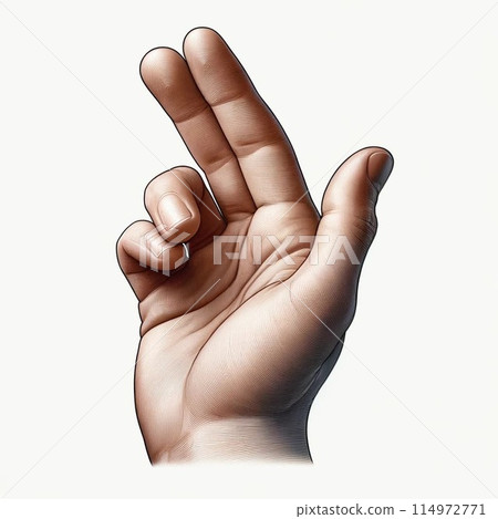 Hand pose with index and middle fingers up 114972771