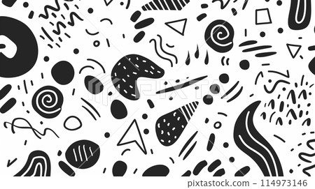 可愛的手繪水彩無縫圖案 可愛的手繪水彩無縫圖案 114973146