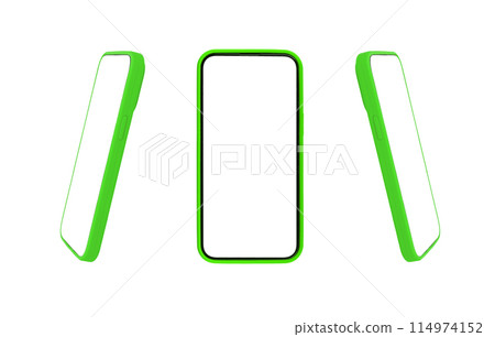 Phone mockup with white screen, case design. Modern smartphone, clear empty frame, digital 114974152