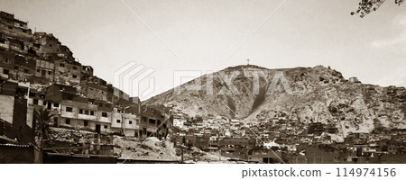 Slums and San Cristobal Hill in Lima, Peru, South America Slums and San Cristobal Hill in Lima, Peru, South America 114974156