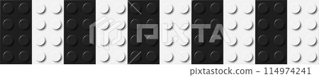 Background of bricks in black and white colors. Many plastic building toy blocks banner. Close-up of a colorful bricks viewed from above. Abstract vector background illustration Background of bricks in black and white colors. Many plastic building toy blocks banner. Close-up of a colorful bricks viewed from above. Abstract vector background illustration 114974241