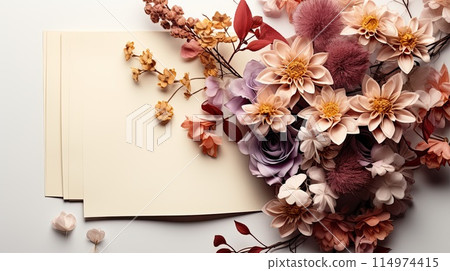 paper flowers mock up with place for text 114974415