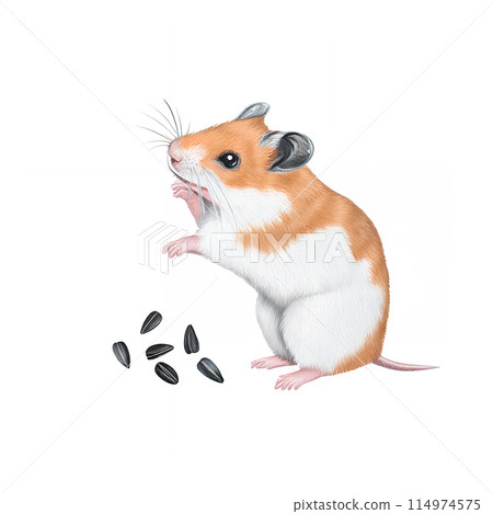模擬觸摸，手繪可愛倉鼠插畫鼠年賀年卡素材AI生成圖像 114974575