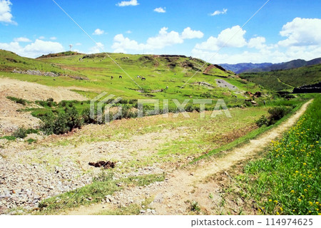 南美洲秘魯庫斯科薩克賽瓦曼遺址附近的風景 114974625