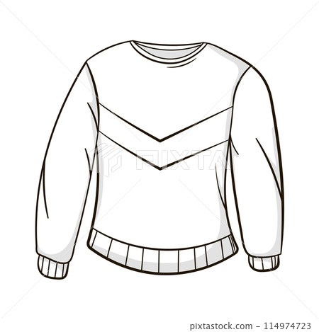 Round neck with long sleeve sweater outline art 114974723