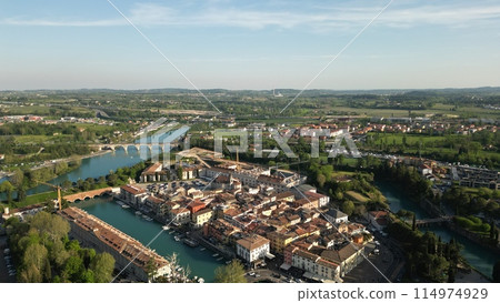 Beautiful Aerial view of the city of Peschiera del Garda, Italy Beautiful Aerial view of the city of Peschiera del Garda, Italy 114974929