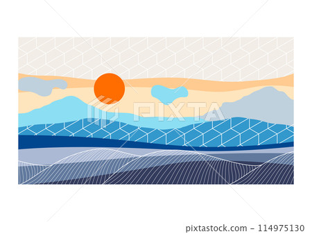 Landscape with mountains and hills. Natural scene illustration. Landscape with mountains and hills. Natural scene illustration. 114975130