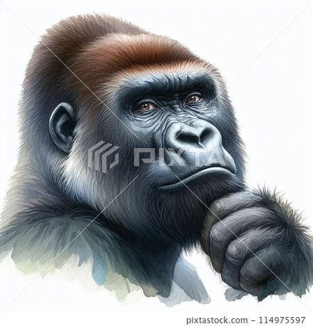 Smiling handsome gorilla (watercolor painting) 114975597