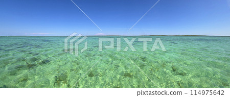 Panorama of clear waters of Biscayne National Park, Florida on sunny summer day. Panorama of clear waters of Biscayne National Park, Florida on sunny summer day. 114975642
