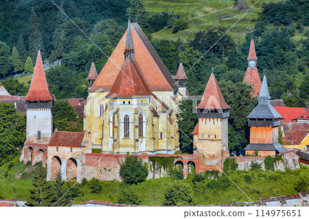 Amazing medieval architecture of Biertan fortified Saxon church in Romania 114975651