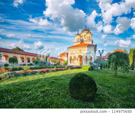 Amazing Coronation Orthodox Cathedral in Alba Carolina Fortress. Amazing Coronation Orthodox Cathedral in Alba Carolina Fortress. 114975680