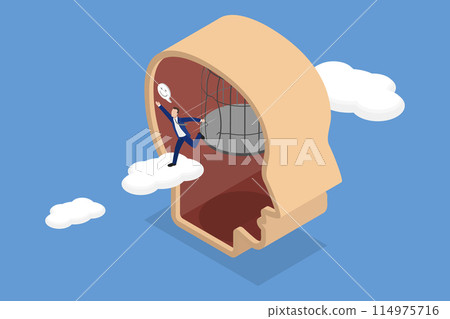 3D Isometric Flat Vector Illustration of Freedom, Breaking Free 114975716