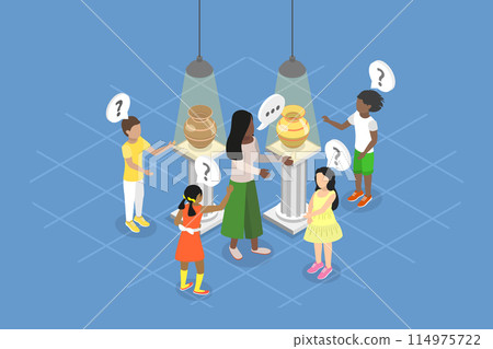 3D Isometric Flat Vector Illustration of Group Of Curious Kids in Gallery or Museum, Children at Excursion 3D Isometric Flat Vector Illustration of Group Of Curious Kids in Gallery or Museum, Children at Excursion 114975722