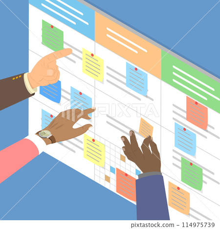 3D Isometric Flat Vector Illustration of Scrum Planning Technique, Project Management Work Cycle 114975739