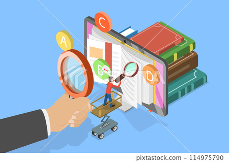 3D Isometric Flat Vector Illustration of Glossary, A - Z Glossary Book 114975790