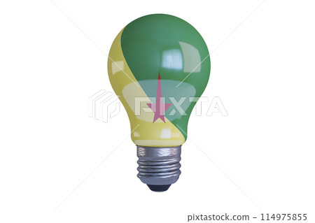 Modern LED Bulb Featuring French Guiana Flag Design with Star Accent Modern LED Bulb Featuring French Guiana Flag Design with Star Accent 114975855