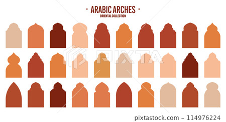 Islamic frames, oriental style objects. Arabic shapes, windows and arches. Traditional ornamental banner, frame. Muslim holidays, Ramadan Kareem. Modern eastern architecture. Vector illustration Islamic frames, oriental style objects. Arabic shapes, windows and arches. Traditional ornamental banner, frame. Muslim holidays, Ramadan Kareem. Modern eastern architecture. Vector illustration 114976224