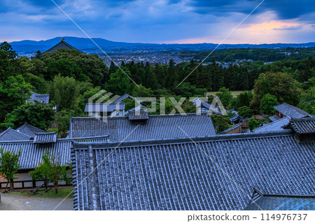 Top 100 Sunsets in Japan - Evening view from Todaiji Temple's Nigatsudo Hall - Sunshine peeking through the clouds and Angel's Ladder (standard) - 18:49 114976737