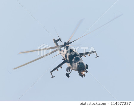 Mi-24 Hind attack helicopter front view Mi-24 Hind attack helicopter front view 114977227