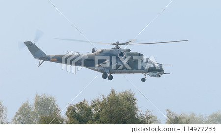 Mi-24 Hind attack helicopter low altitude flight 114977233