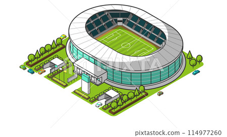 Vector illustration of a three-dimensional stadium seen from above 114977260