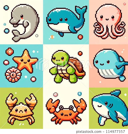 Cute octopus illustration set 114977357