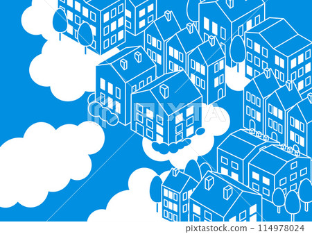 等距城市景觀與雲壁紙 114978024