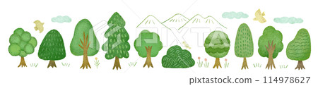 Hand-drawn forest design frame (line) Hand-drawn forest design frame (line) 114978627