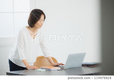 在家工作的中年婦女 在家工作的中年婦女 114978928