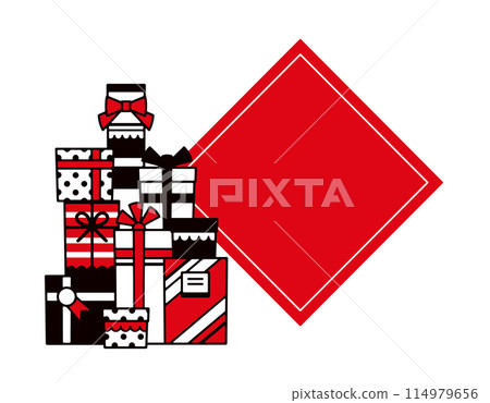 一堆聖誕禮物和標題空間的時尚插圖 114979656