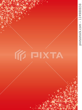 Red background decorated with sparkling stars on the top left and bottom right - vertical 114980838