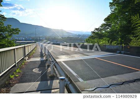 沐浴在朝陽的月夜大橋,五月的清晨風景 沐浴在朝陽的月夜大橋,五月的清晨風景 114980929