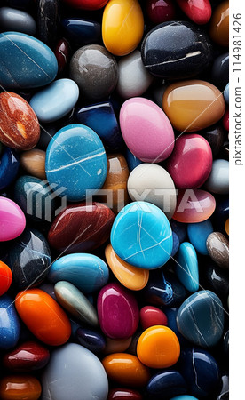 Abstract background with round peeble stones , Generate AI 114981426