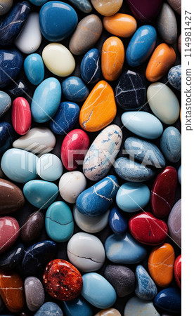 Abstract background with round peeble stones , Generate AI 114981427